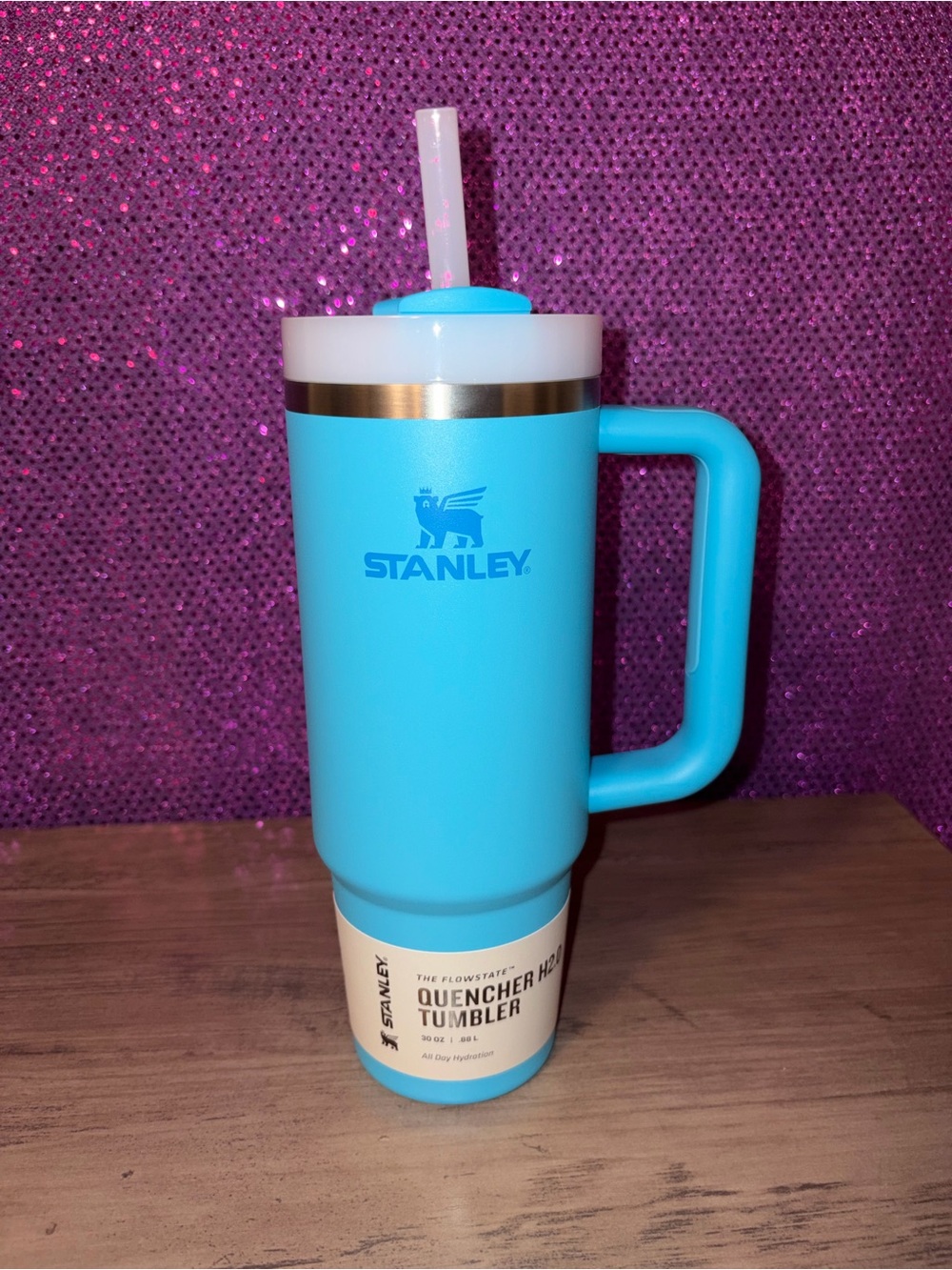 🆕💜 Stanley Quencher 30oz Tumbler Bright Turquoise Handle Straw Insulated Cup